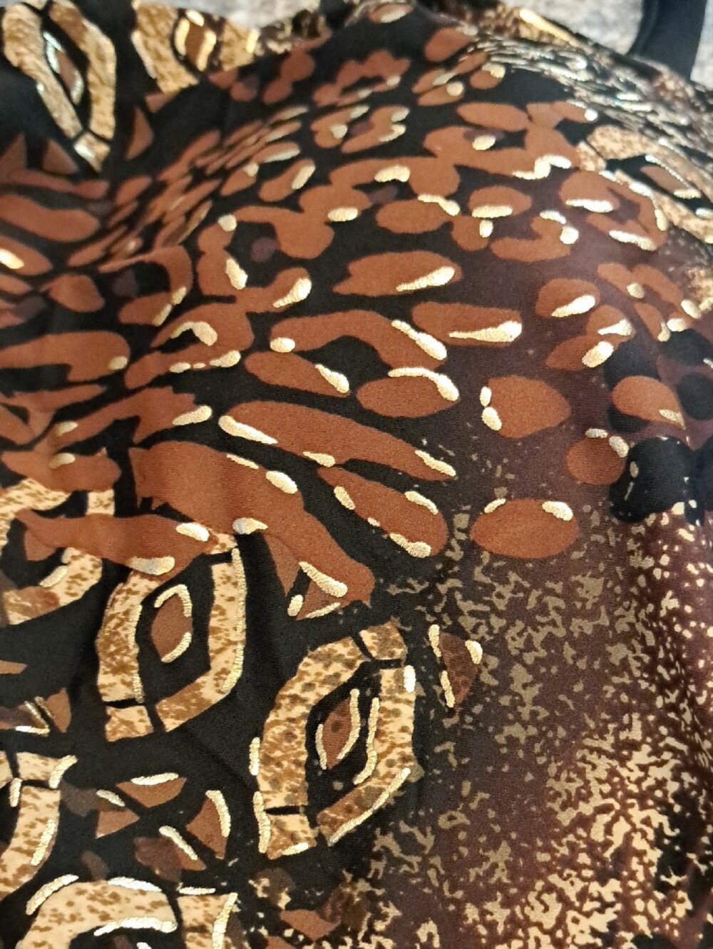Delta Burke Brown Black and Gold Animal Print Swim Top And Bottom. - Picture 5 of 12